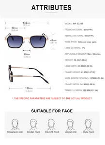 Tableau des tailles détaillé pour lunettes de soleil punk avec dimensions de la monture