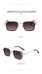 Vues de face et de profil à 45 degrés des lunettes de soleil punk avec verres dégradés C3