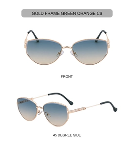 Front and 45-degree side view of polygon metal sunglasses with dice temple detail