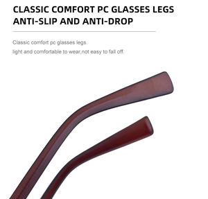 Detail view of anti-slip PC material sunglass arms with ergonomic temple design