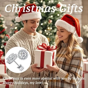 Set regalo di Natale con orecchini a lobo a fiocco di neve in moissanite e argento