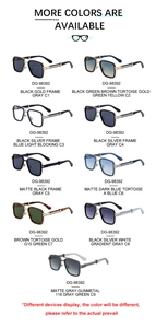 Matrix display of square double-bridge sunglasses in nine distinct color variations
