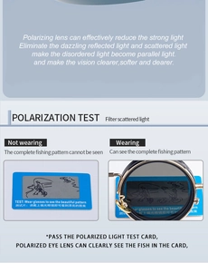 Polarized lens test card showing reduced glare and clear image of a fisherman