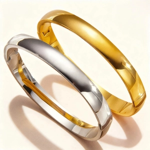 Bracelet Jonc En Acier Inoxydable Poli Minimaliste Pour Femmes Hommes Imperméable Hypoallergénique Avec Fermoir À Charnière