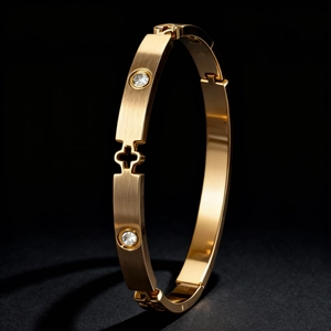 Jonc En Acier Inoxydable À Fleurs Et Zircons Pour Femmes Élégant Trèfle À Cinq Feuilles Évidé Bracelet Manchette