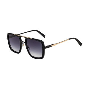 2025 Men's square fashion sunglasses with gold double bridge and gradient lenses