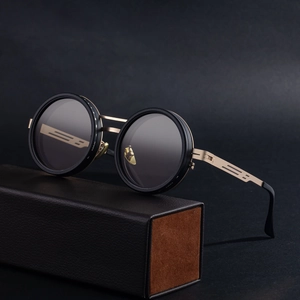 Steampunk polarized sunglasses with adjustable ND filters and premium leather case