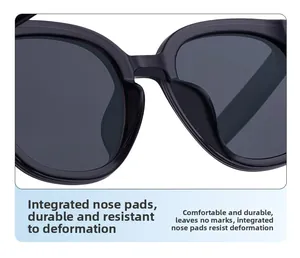 Detail of integrated nose pads on black square polarized sunglasses for comfort
