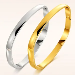 8mm minimalist stainless steel bangles in gold and silver with high polished finish