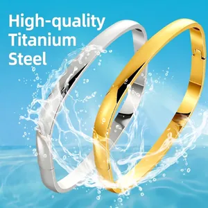 Waterproof gold and silver titanium steel buckle bracelets for couples with splash effect