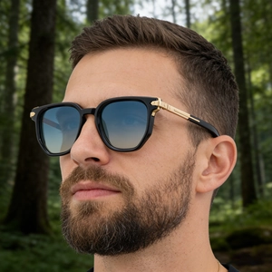 Fashion Polygon Sunglasses Men UV400 Protection Zinc Alloy Temples Geometric Sunshading Eyewear For Outdoor Travel