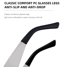 Close-up of anti-slip black temple arms and metal hinges for square sunglasses