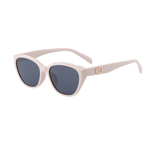 Fashion cat-eye polarized sunglasses in cream beige frame with dark grey lenses for women