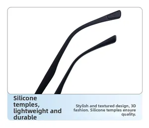 Detail of matte black silicone glasses temples with flexible and lightweight design