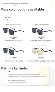 Square nylon polarized sunglasses KS-3835 displayed in four assorted frame colors