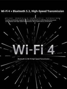 Smart AI glasses technical specs showing Wi-Fi 6 and Bluetooth 5.3 high speed protocols