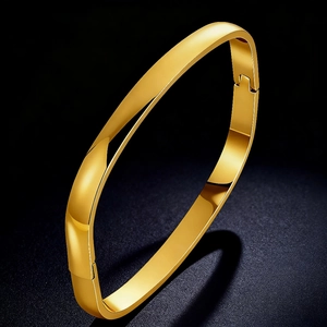 Bracelet Jonc En Acier Inoxydable Minimaliste Poli Miroir Lisse Fermeture À Charnière Bijou Étanche Pour Femmes Hommes