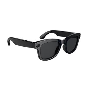 2025 Smart AI camera sunglasses in classic black frame with dual lens modules