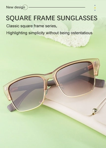 Detail of square oversized sunglasses with nude frames and golden metal hardware