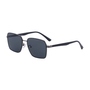 Men's square polarized nylon sunglasses with matte black frames and gunmetal accents