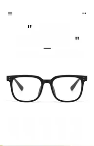 Detail of square black glasses frame showing model J10008 and inner temple size specs