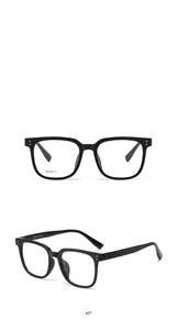 Detail view of black square optical glasses frame showing model J10008 and inner temple text