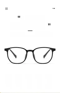 Detail view of stylish oversized black square optical frames with model J10004 specs