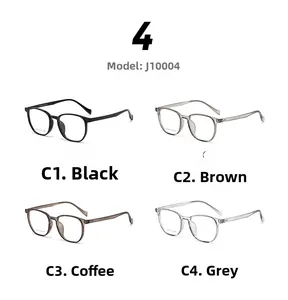 Detailed grid of stylish square optical frames in black, brown, coffee, and grey tones