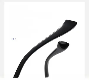 Detailed view of ergonomic anti-slip temple tips on black square frame glasses
