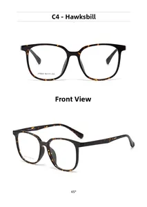 Détail de la monture de lunettes carrée écaillée C4 avec charnière et dimensions