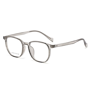 Fashionable oversized square grey transparent optical frame for women with metal hinges