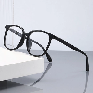 Monture de lunettes carrée noire J10002 pour homme, design rétro et minimaliste
