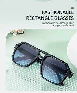 Detail view of black square polarized sunglasses with inner temple model number 9852