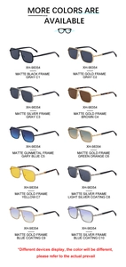 Detailed grid view showcasing 10 various color options for metal frame square sunglasses