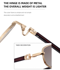 Détail des charnières dorées texturées et des branches en écaille rouge foncé sur les lunettes