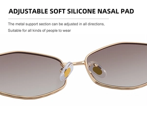 Vue détaillée des plaquettes de nez réglables en silicone sur lunettes en métal