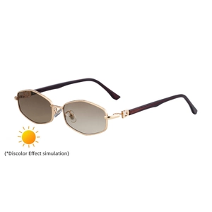 Lunettes de soleil polygonales dorées avec verres photochromiques dégradés marron