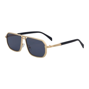 2025 Men's square pilot sunglasses with gold metal frame and dark polarized lenses