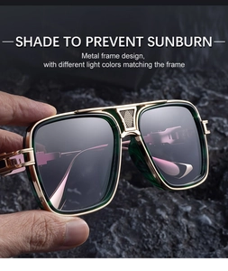 Detail of gold metal bridge with unique mesh texture on square frame sunglasses