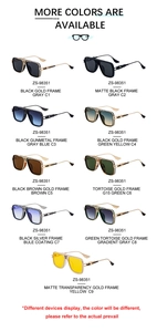 Matrix view of rectangular metal sunglasses ZS-98351 in nine different color variations