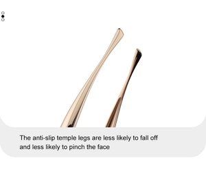 Détail des embouts de branches ergonomiques or rose antidérapants et confort