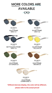 Vue détaillée de lunettes de soleil polygonales en métal en sept coloris tendance