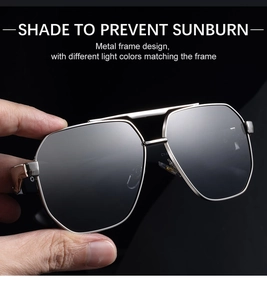 Detailaufnahme des silbernen Metallrahmens und der grauen Gläser dieser Sonnenbrille