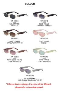 Detailed catalog showing seven color variants of polygon frame sunglasses with quilted temples