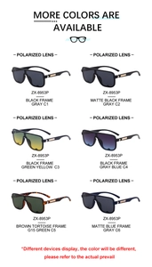 Multiple color variations of ZX-8953P polarized square frame fashion sunglasses for men