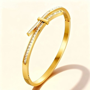 Bracelet Jonc En Acier Inoxydable Pour Femmes Micro Pavé Zircon Géométrique Carré CZ Bijoux Mode Imperméable Plaqué Or