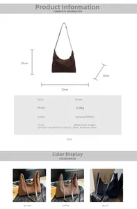 Tableau des tailles pour sac en daim avec dimensions 33cm de large et 25cm de haut