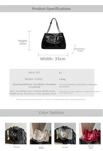 Detailed size specifications and color options for the large bow tote shoulder bag