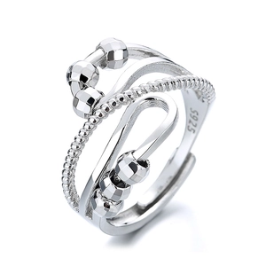 Minimalist S925 sterling silver multilayer spinning bead ring with adjustable open design