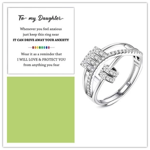 Detail of S925 sterling silver layered ring with To My Daughter message card